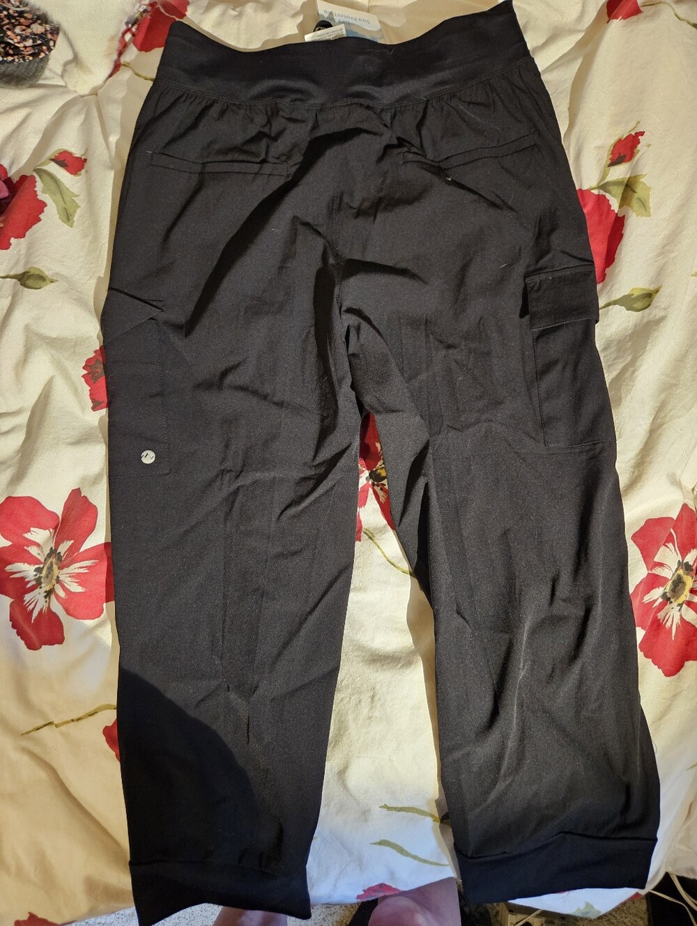 Black Cargo Capris with Elastic Waistband
